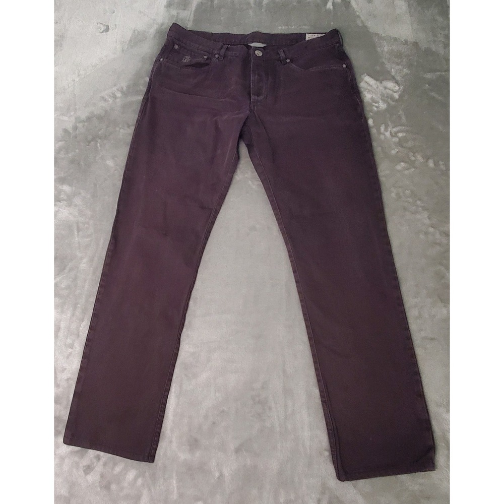 Brunello Cucinelli Mens 52 Plum Burgundy 5-Pocket Straight Leg Trousers Italy